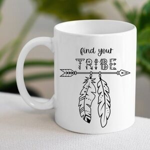 Find Your Tribe Native American White Ceramic Coffee Mug